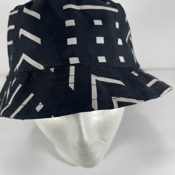 Reversible Bucket Hat Black White Mudcloth Print Boho Festival Sun Hat Unisex - Image 5