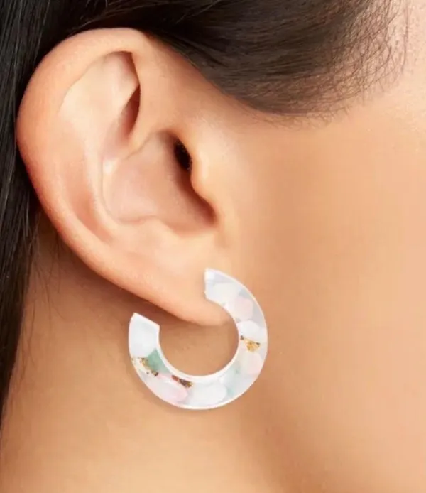 Confetti Acetate Hoop Earrings Blush Multi - Image 7