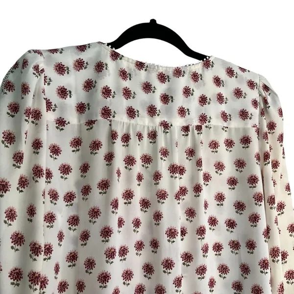 LOFT Floral Eyelet Blouse White M - Image 10