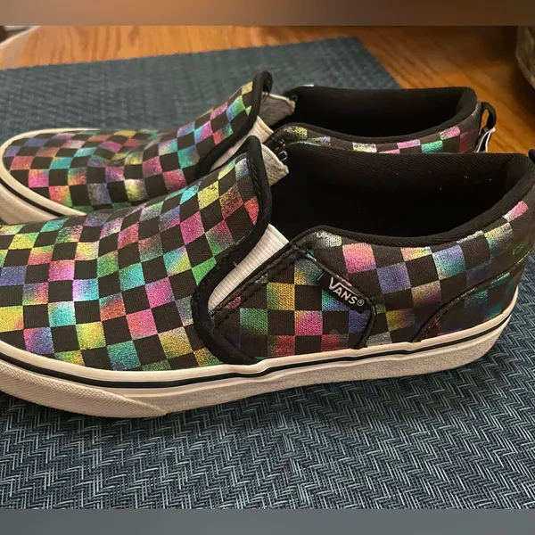 Vans Classic Slip On Iridescent Rainbow Checkerboard - Image 5