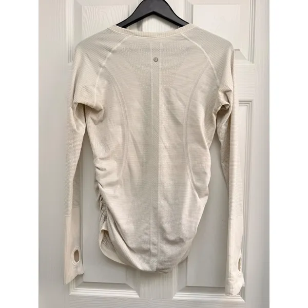 Lululemon Swiftly Tech Ruched Long Sleeve Shirt Cream White Size 10 - Image 2