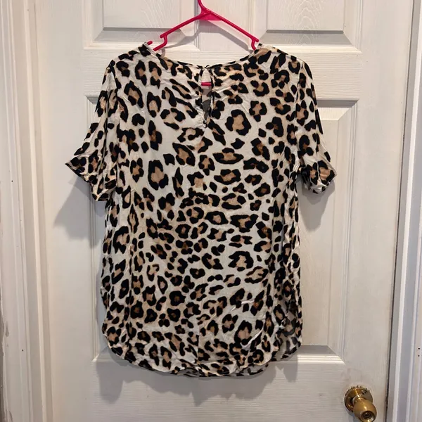 H & M Womens Leopard Print Short Sleeve Top Viscose Size 12‎ Office Party - Image 6