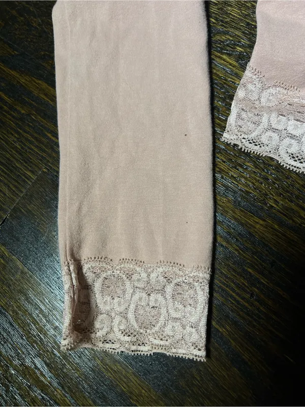 Urban Outfitters Light Pink / Mauve Ruched Long Sleeve Top Cropped Lace Medium - Image 3