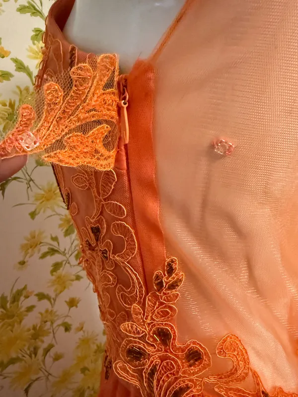 Illusion back prom evening gown size M Orange Size M - Image 5
