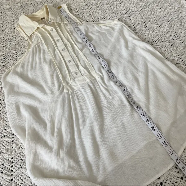 Free People Gauze Sleeveless Lace Tunic Top Cream (Medium) - Image 5