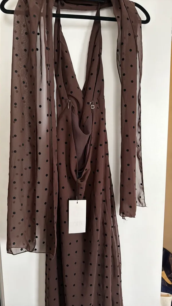 ZARA Polka Dot Scarf Maxi Dress - Image 18
