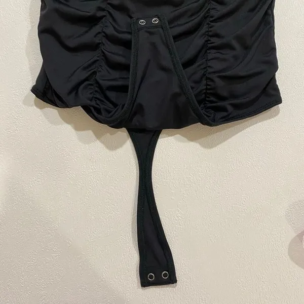 Abercrombie & Fitch Soft Collection Ruched Black Bodysuit Size XS - Image 6