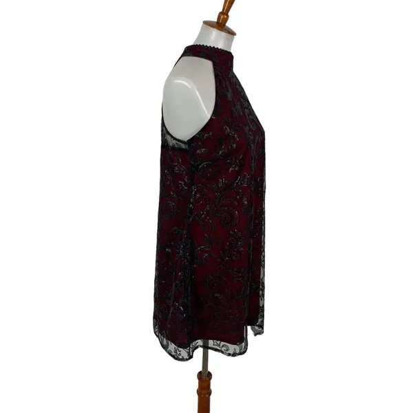 Altard State Maroon Lace Sleeveless Mini Dress Small Cottagecore Boho - Image 5