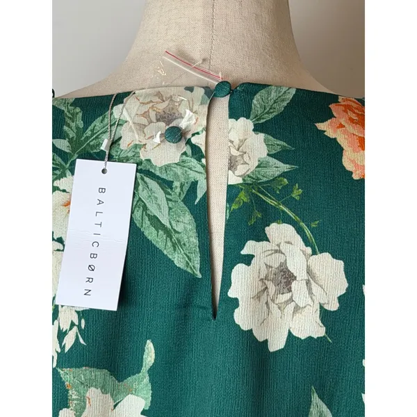 Baltic Born Tally Mini Dress Women XL Green NWT Floral Long Sleeve Ruffle Boho - Image 8