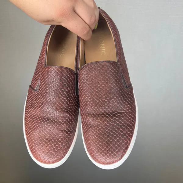 Vionic Midi Snake Mahogany Brown Leather Slip On Platform Sneakers Mens 7.5 - Image 2