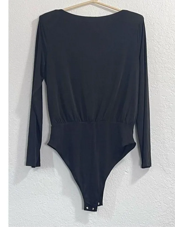 WAYF Womens Body Suit Blouse Size L Black Top Lined Going Out New - Image 3