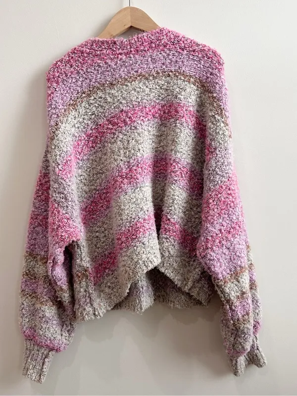 Free People Soulmate Cardi Sweater striped in Passion Flower Combo Large - Image 5