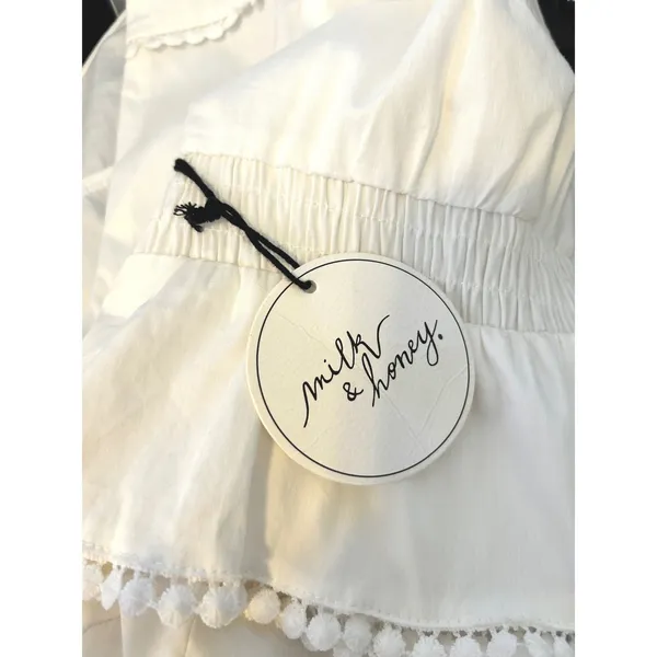 Milk & Honey NEW Puff Sleeve Crop‎ Top Large Pom Pom V-Neck - Image 6