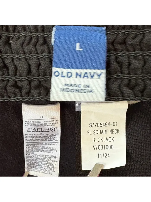 Old Navy Square Neck Linen-Blend Mini Dress Black Size Large - Image 8