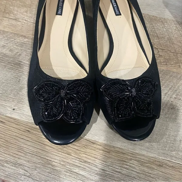 Alex Marie Black Leather Wedge Flats Size 9 - Image 6