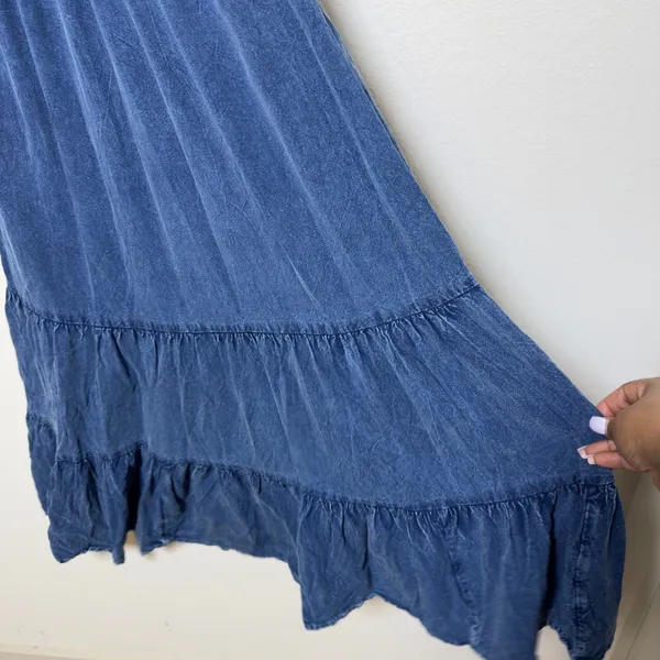 Lapogee Women Babydoll Maxi Denim Dress XL Tiered Boho Fairy Grunge Indie Sleaze - Image 6