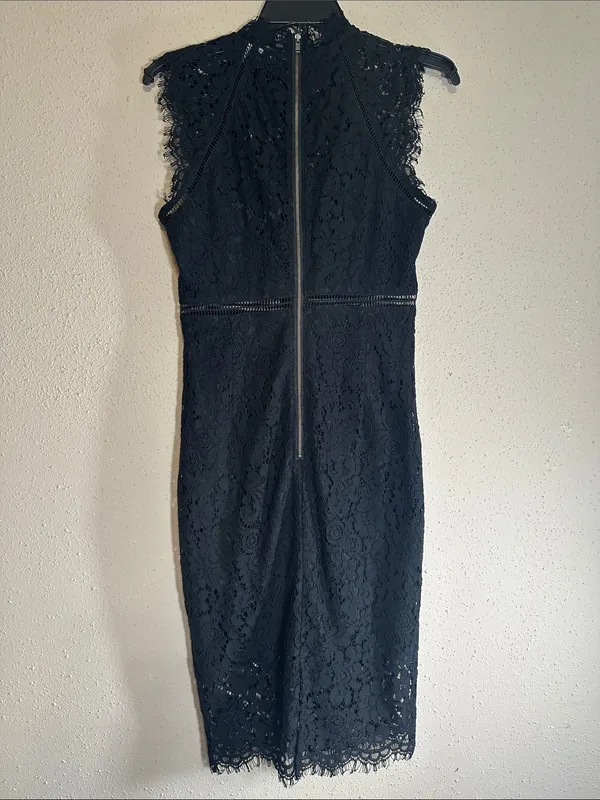 Bardot Black Lace Sheath Midi Dress size 6 Medium - Image 4