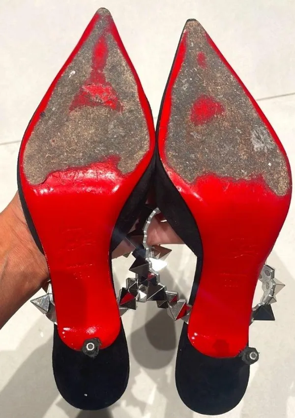 Christian Louboutin Suede Planet Choc 80 Mules - Image 5