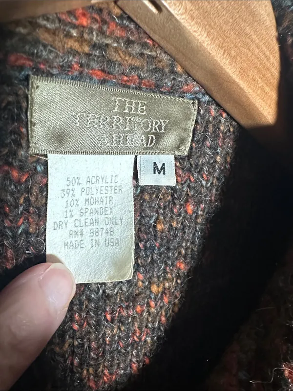 The Territory Ahead Brown Chunky Knit Button Up Jacket Sweater Cardigan Pockets - Image 5