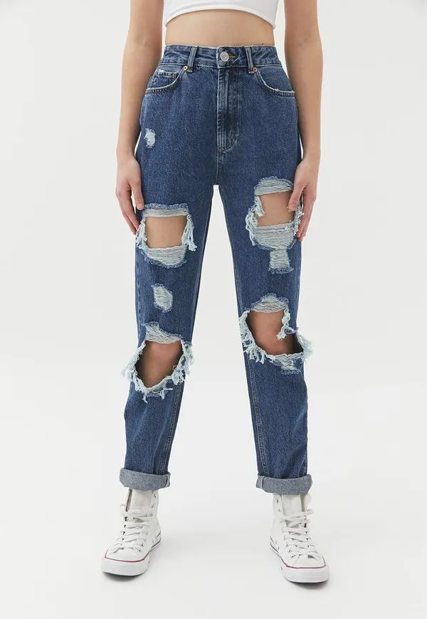 Urban Outfitters BDG High Waisted Mom Jeans Destroyed Medium Wash - Image 4