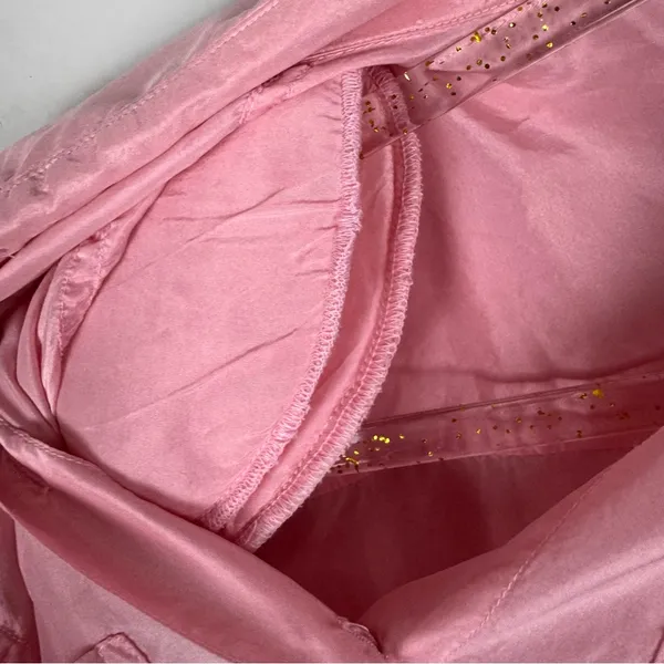 Vintage 100% Silk Blouse Button Down‎ Light Pink Sz Medium 90's Shoulder Pads - Image 7