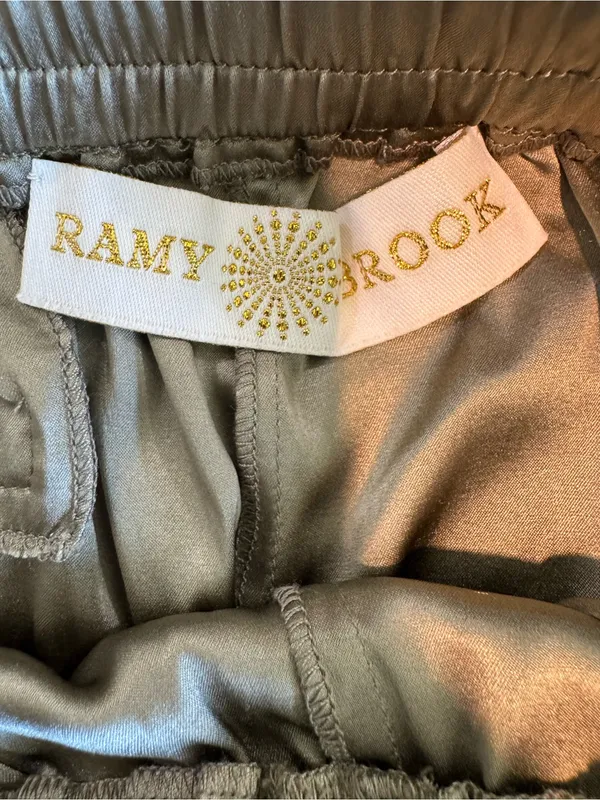 Ramy Brook Olive Satin Drawstring Joggers - Image 10