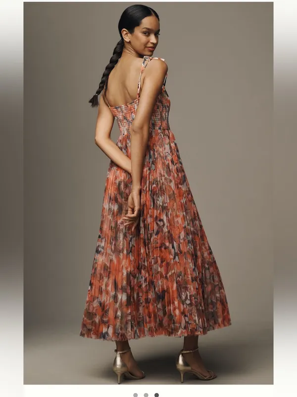 HUTCH Brianna Tie Strap Pleated Maxi Dress - Image 3