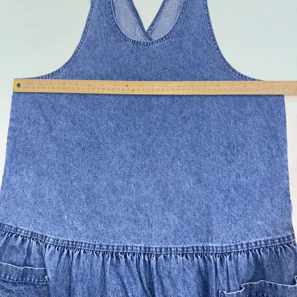 VTG‎ Sunbelt Jumper Dress Blue Jean Denim Overall Country Modest Cottagecore Lg - Image 4