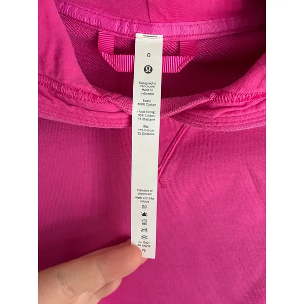Lululemon Cropped Hoodie Size 0 Hot Pink Sweatshirt Pullover - Image 3