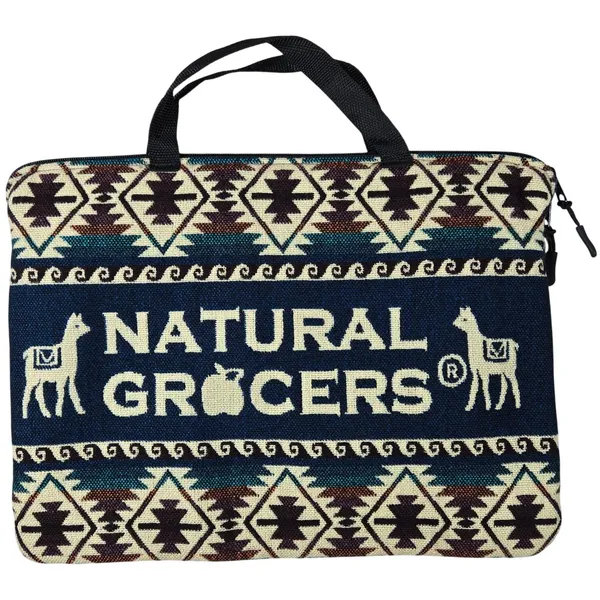 Natural Grocers Llama‎ Wool Laptop Sleeve Bag Southwest Geometric Ecuador Blue - Image 2