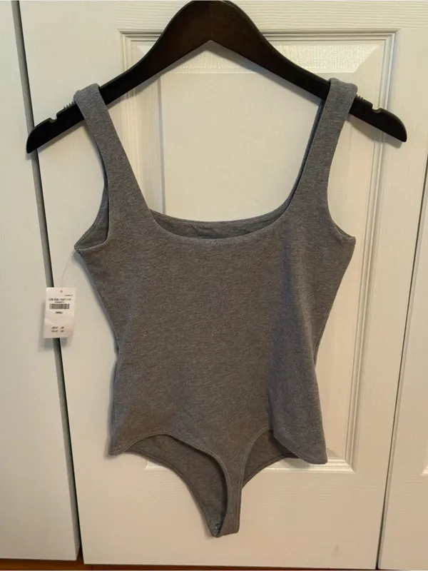 Abercrombie & Fitch Heather Gray Square Neck Bodysuit - Image 3