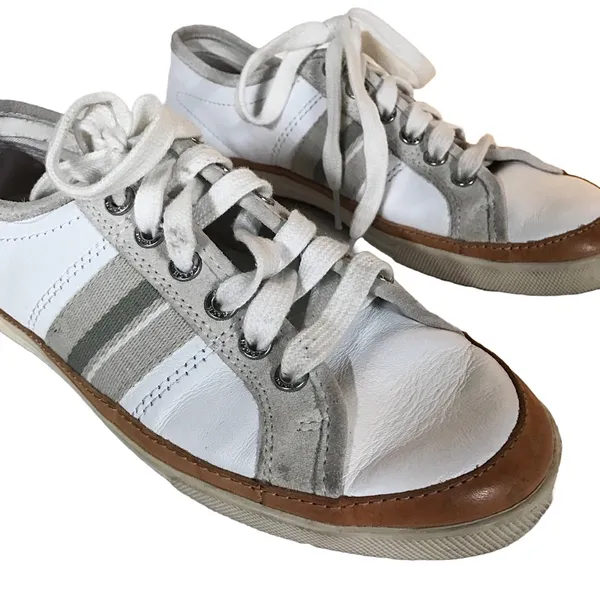 Coach "Brad" White & Gray Suede & Leather Sneakers (7.5) - Image 10