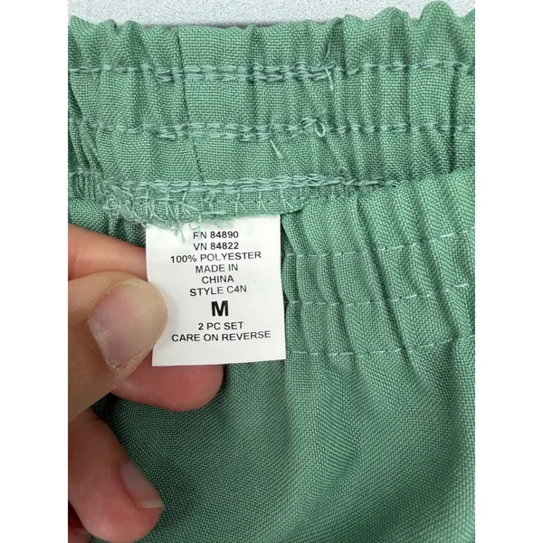 Alfred Dunner Adrian Delafield Womens Pant Set Sage Green Embroidered 2 Piece M - Image 6