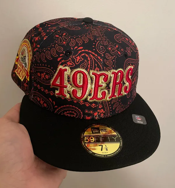 New Era Myfitteds San Francisco 49ers paisley red 30th anniversary Super Bowl patch size 7 1/8 brand new - Image 2