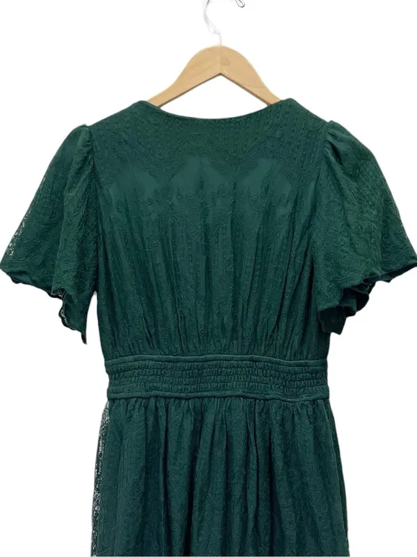 NWT Baltic Born Milena Midi Dress Medium Green Lace Smocked Waist Flutter Sleeve - Image 8