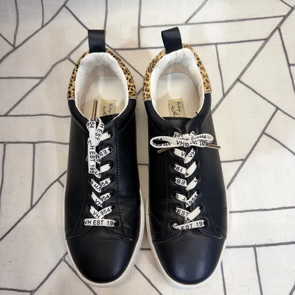 Vintage Havana Zelda Sneakers 9 Black Leopard Print Calf Hair Low Top Platform - Image 5