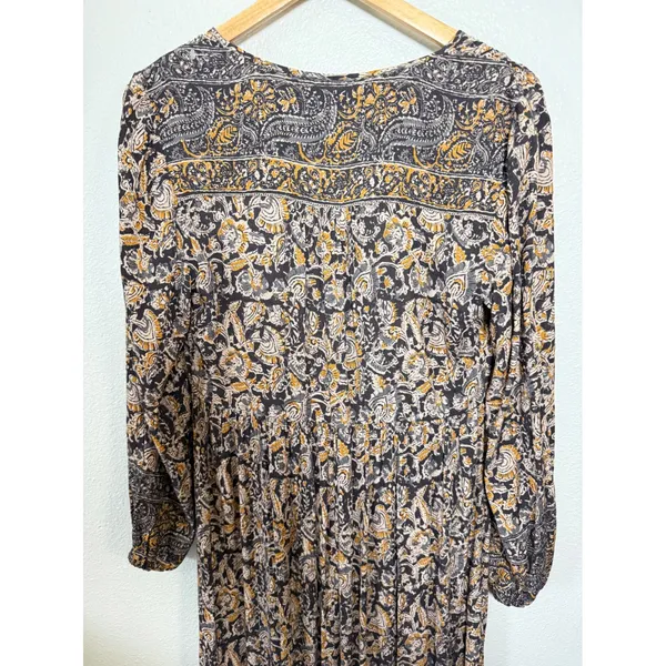 Faherty Isabella Dress Black Belmar Paisley Viscose Crepe Maxi WDH2104-BLB Small - Image 9