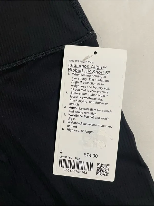 Lululemon NWT Align High-Waist Black Ribbed Bike 6” Shorts Size 4 - Image 9