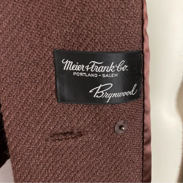 Vintage 60s Meier &‎ Frank Brynwood Coat Women Brown Retro Boxy Mod Union Label - Image 3