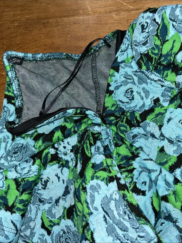Zara Floral Jacquard Strapless Bustier Corset Peplum Top Blue Green Size S - Image 7
