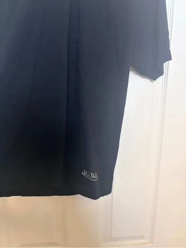 Von Dutch Black V-Neck Short Sleeve Tee with Small Logo - Image 2