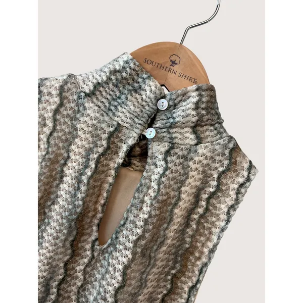 Skies Are Blue Crochet Mock Neck‎ Sleeveless Maxi Dress 96225 Beige XS NEW - Image 9
