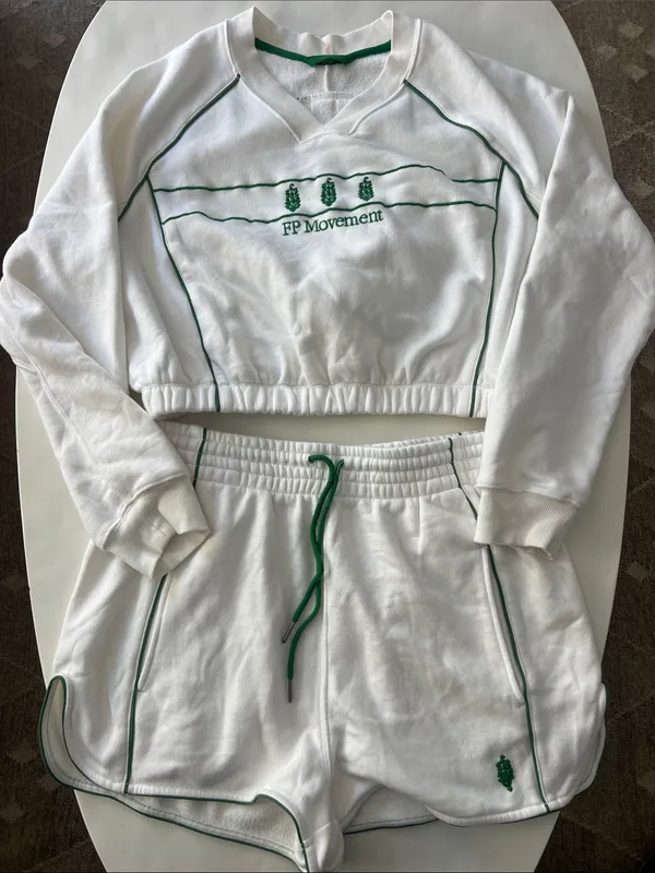 FP Movement Seeing Double 2 Piece Matching Set - Sweater Shorts White Green XL - Image 4