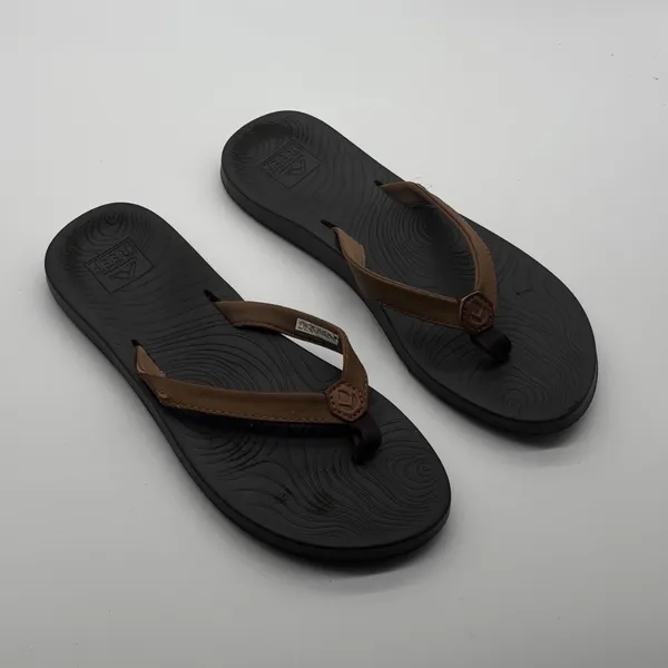 Reef Zen Love Womens Flip Flop Sandals Brown Black Size 8 Comfort Beach Thong - Image 2