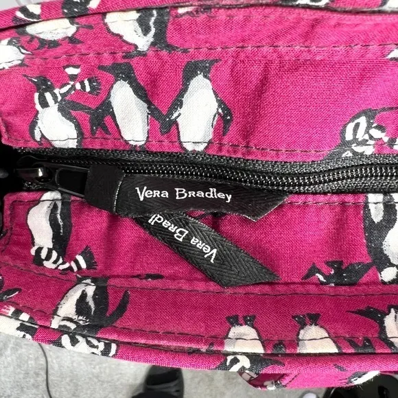 Vera Bradley‎ Quilted Playful Penguins Turnlock Tote Bag Crimson Red Retired - Image 11