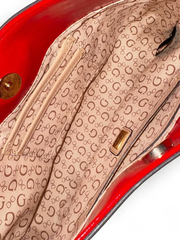 Guess Red Patent Leather Shoulder Bag Gold Chain Y2K Mini Purse Hobo - Image 5