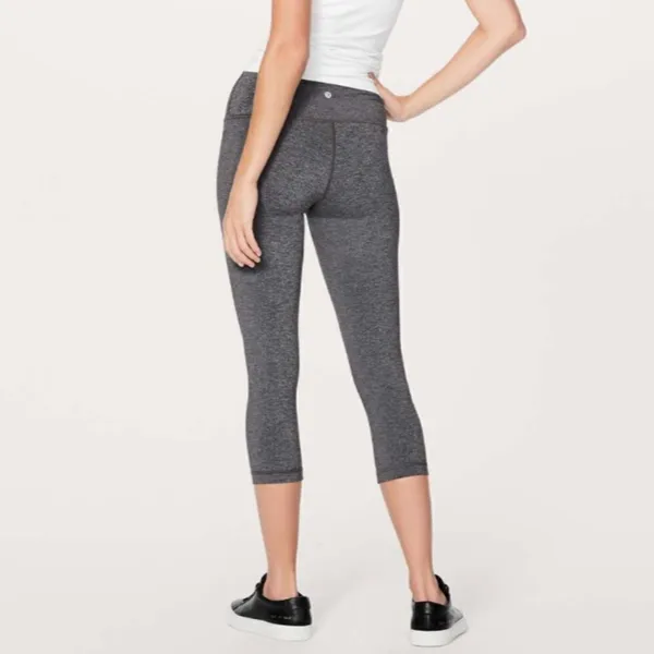 Lululemon Wunder Under Crop (Hi-Rise) *Luxtreme 21" Heathered Black - Image 3