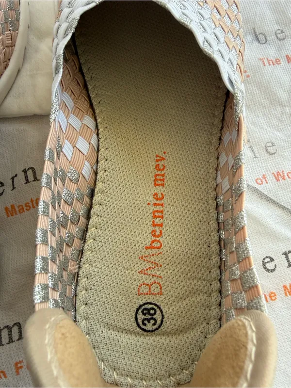 bernie mev. Catwalk Woven Slip-On Flats in Beige and White - Image 6