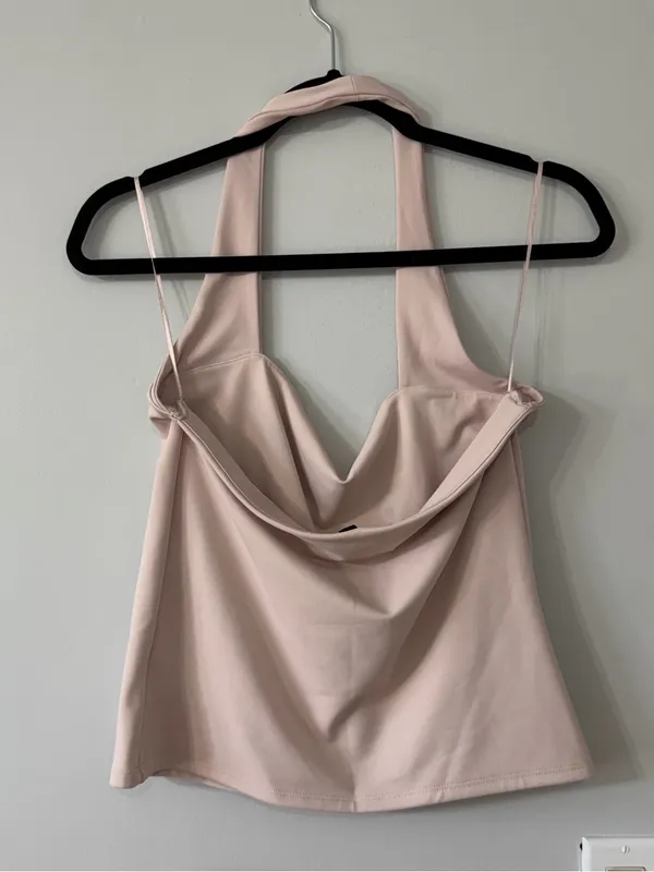 Express Blush Pink Cowl Neck Halter Top Size Large - Image 2
