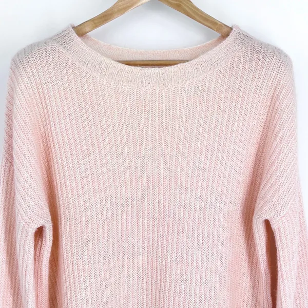 Boden Francesca Sweater Women's L Balloon Sleeve Rib Knit Mohair Knit Pink Large - Image 4